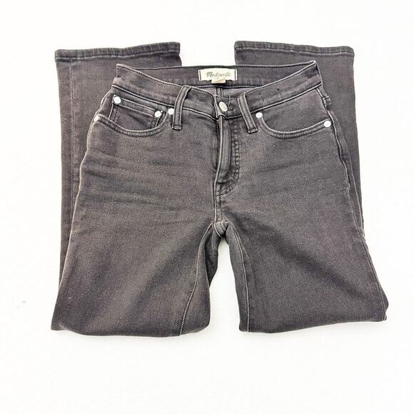 Madewell Mid-Rise Kick-Out Jeans Flared Black Denim Jeans Size 24 Petite - Picture 4 of 8